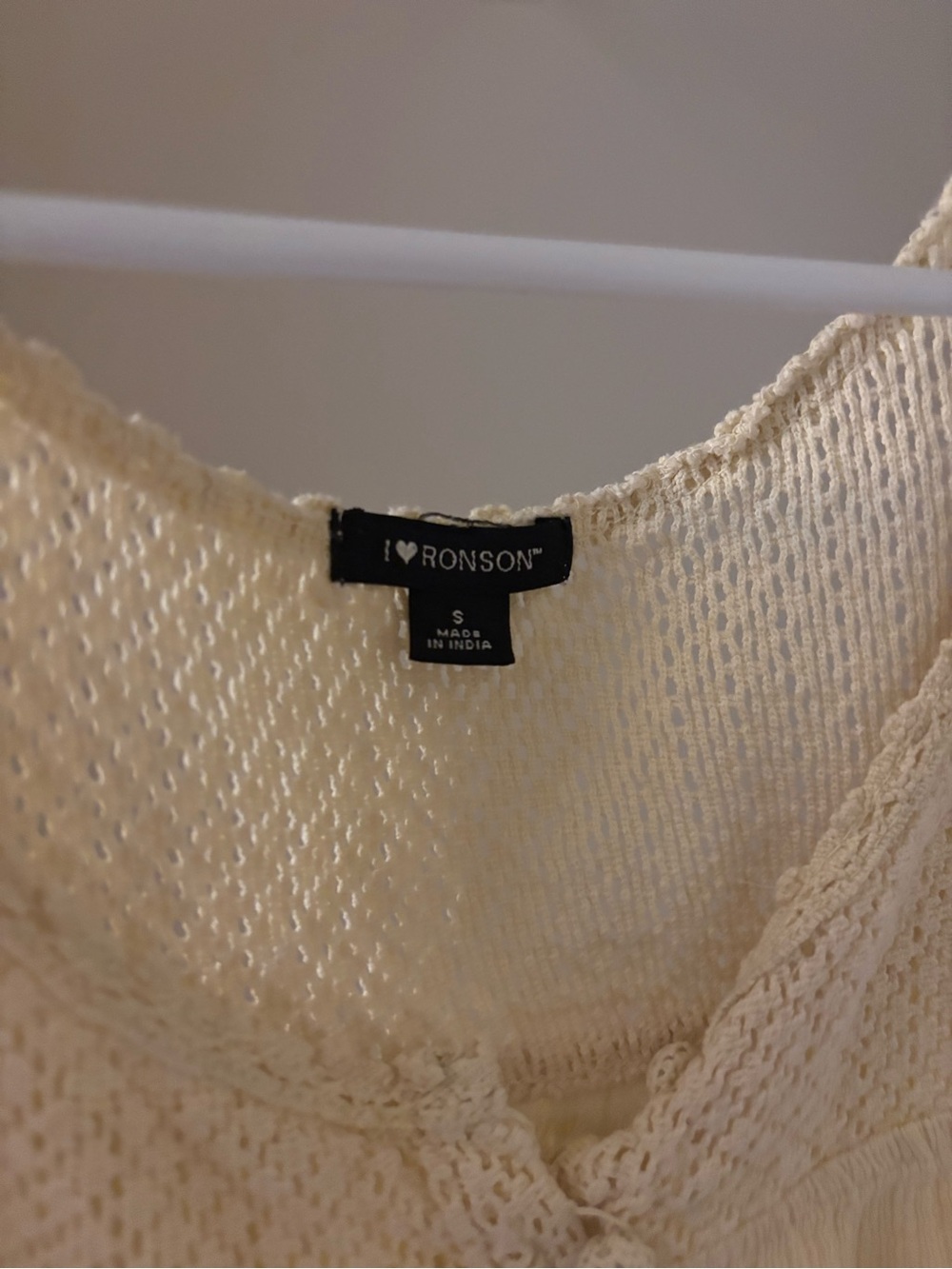 I Heart Ronson Cream Crochet Tank Top